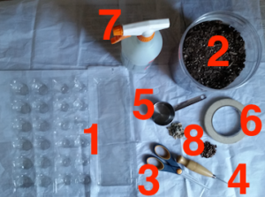 Materials to make an indoor plant germinator.